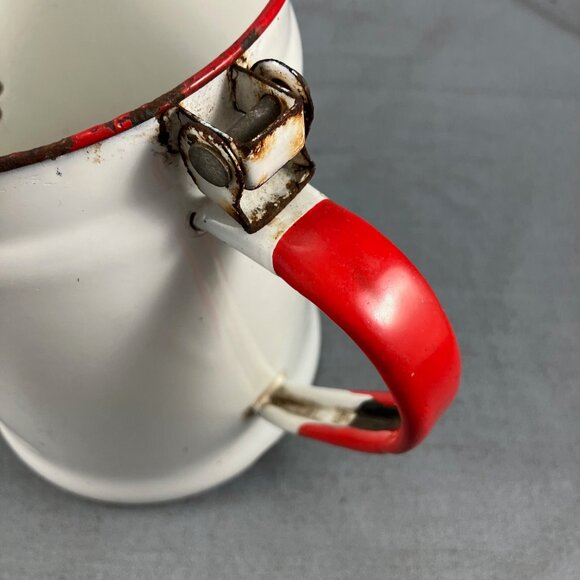 Antique Enamel Coffee Pot Metal Enamelware 6" (Missing Lid, Hole, Rust) Planter - Picture 3 of 9